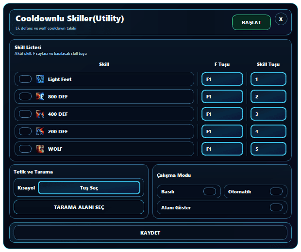 sRGmakro Knight Online ASAS Light Feet DEF Wolf cooldownlu skill makro ayarları