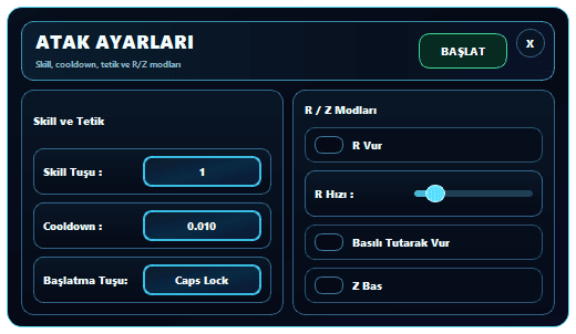 sRGmakro Knight Online Warrior atak makro skill cooldown R ve Z ayarları