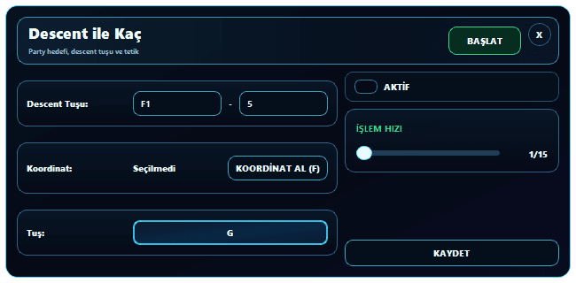 sRGmakro Knight Online Warrior Descent ile kaç party koordinat F skill tetik ve hız ayarları