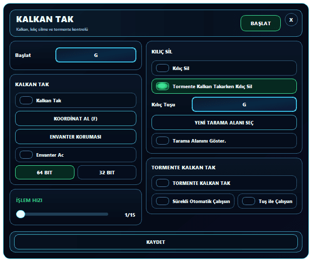 sRGmakro Knight Online Warrior kalkan tak kılıç sil ve Torment ayarları